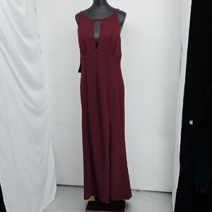 Aidan Mattox Elegant Burgundy Evening Gown Halter Style Size 14